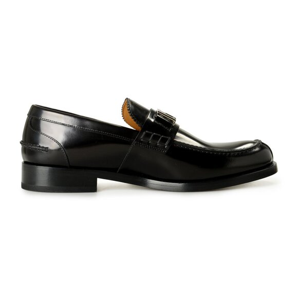 Versace Men\'s Silver Logo Black 100% Leather Slip On Loafers Shoes US 7 IT 40 main image 4